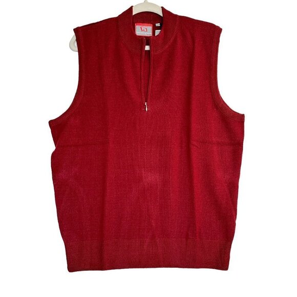 NWT Pennington & Bailes Red Quarter Zip Sweater Vest Mock Neck Men Size L NWOT - Picture 1 of 5